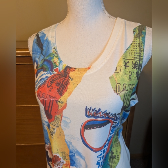 Inoah Sleeveless Wearable Art Graphic Print Knit Dress - Picture 3 of 12